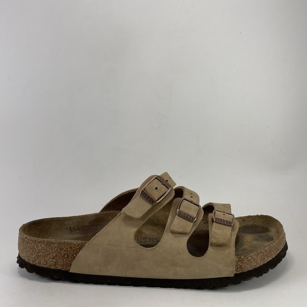 Birkenstock Florida Soft Footbed 3 Buckle Sandals Womens Size 41, 10-10.5 Beige